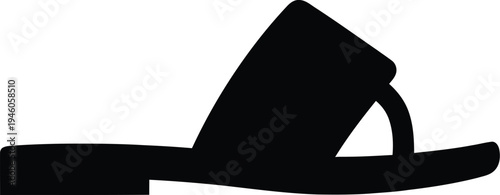 Black silhouette of a minimalist flat slide sandal for women with a single wide strap