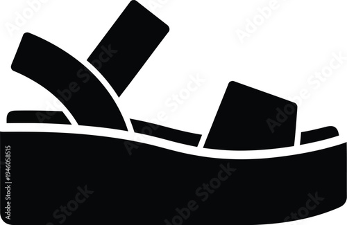 Black platform sandal icon with a chunky sole and multiple straps for summer fashion.