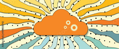 Cloud concept  abstract technology background and network service