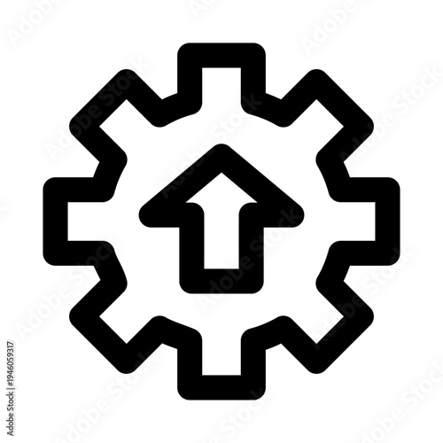 System upgrade icon. System upgrade professional line icon with modern software update gear and digital progress arrow icon.