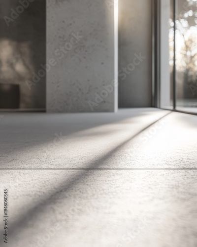 Minimalist Architectural Detail of Shadow Line on Concrete Floor