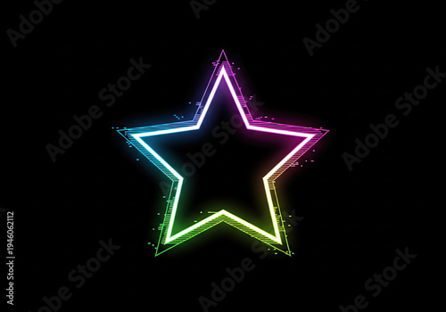 A colorful star with a black background