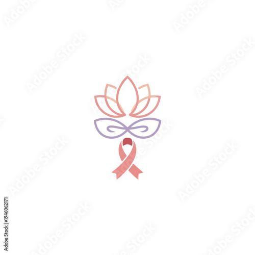 Lotus Flower, Infinity Symbol, and Pink Ribbon for Breast Cancer Awareness