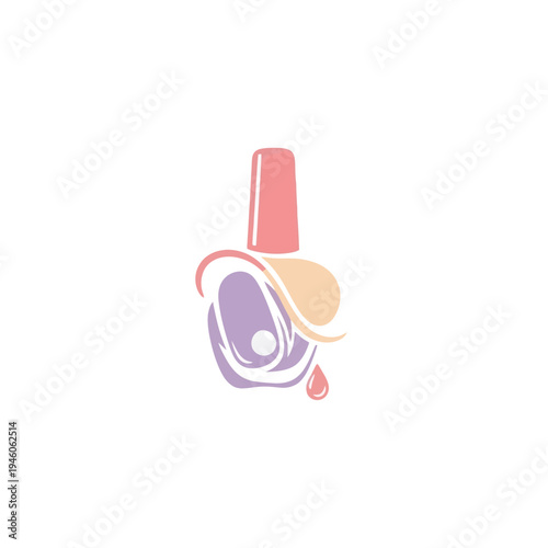 Stylish Nail Polish Bottle with Swirling Colors and Dripping Polish