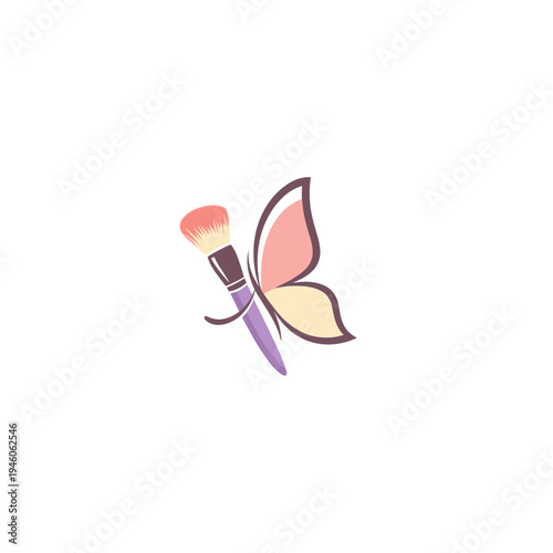 Makeup Brush Butterfly Logo Design - Beauty and Cosmetics