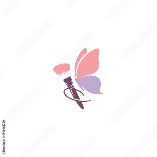 Makeup Brush Butterfly Logo Design