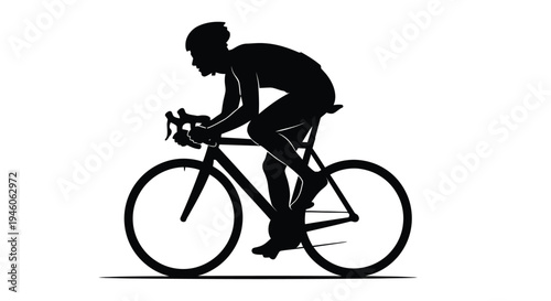 Silhouette of a cyclist riding a road bike against a white background