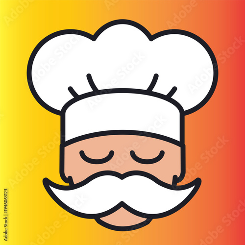 Baker solid color icon isolated on colored background with editable stroke. Modern chef symbol in flat style. Perfect for restaurant branding, cooking apps, food blogs and kitchen design projects.
