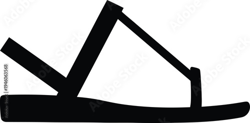 Black silhouette of a summer sandal with a thong strap and a secure ankle strap for walking