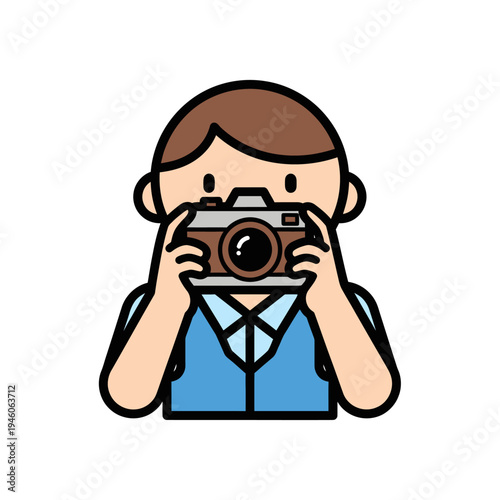 Cartoon person capturing moments with a camera, illustrating the joy of photography as a popular hobby