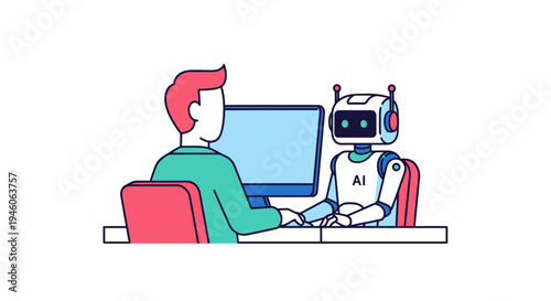 Human Candidate Undergoing Artificial Intelligence Interview with Robot