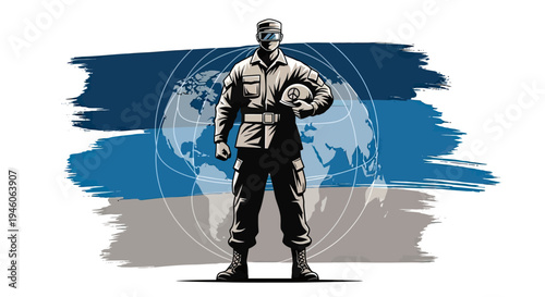 Dedicated Soldier Standing Guard for Global Peace and Security