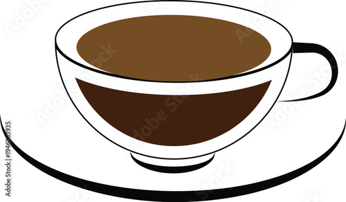 Vector illustration of a cup of coffee on a saucer