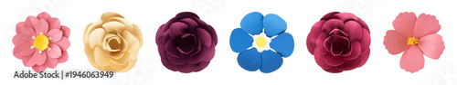 Photos PNG Colorful paper flowers arrangement on transparent background