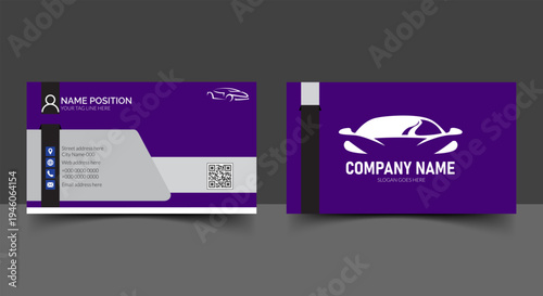 Modern car service business card template, automotive repair corporate identity