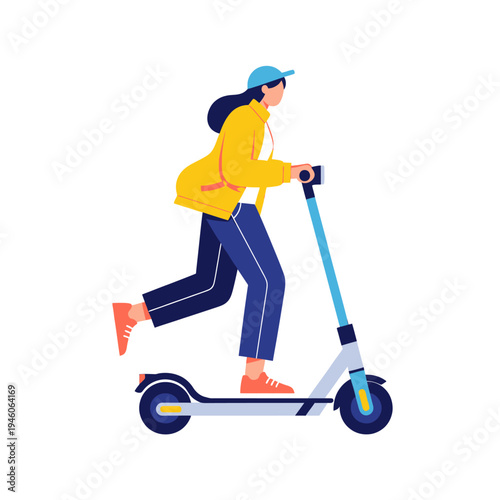 Young woman enjoying a modern electric scooter ride for urban transport