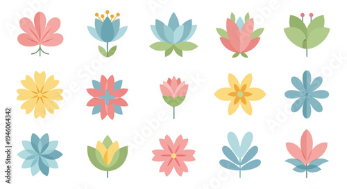 Variety of stylized bloom designs a fresh and lovely nature concept for springtime visual assets