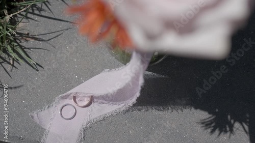 wedding rings and flowers