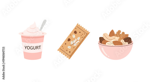 Healthy and convenient snack food collection for quick and nutritious eating