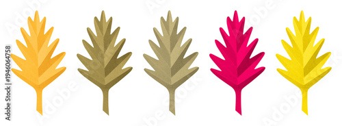 PNG Colorful geometric autumn leaves on transparent background