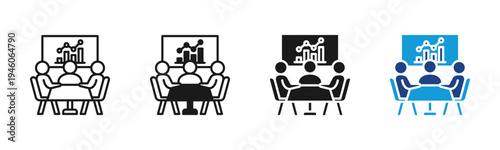 Business Meeting icon set multiple style collection