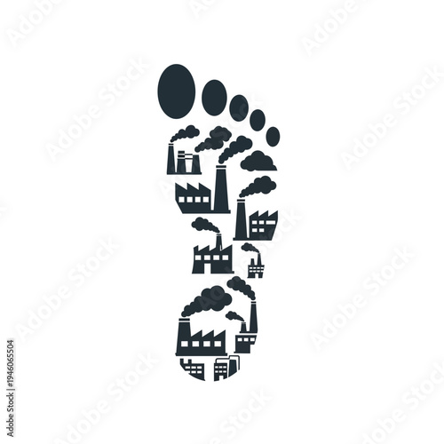 Carbon footprint concept with industrial icons.