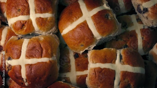 Hot Cross Buns On Plate Rotating
