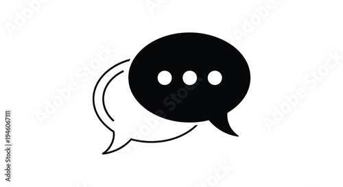 Simple black speech bubble icon with ellipsis representing communication or messaging