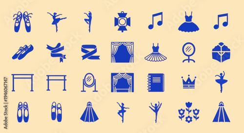 Ballet Icons Collection: Dance, Tutu, Pointe Shoes, Music Notes, Spotlight, Crown