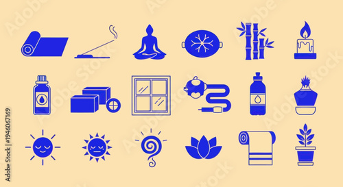 Yoga and Meditation Icons Set