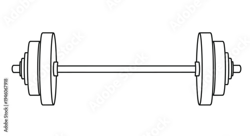 Simple line drawing of a barbell commonly used for weightlifting and exercise