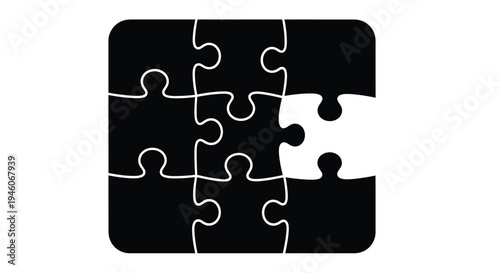 Black puzzle with a missing piece illustrating incompleteness or problem solving