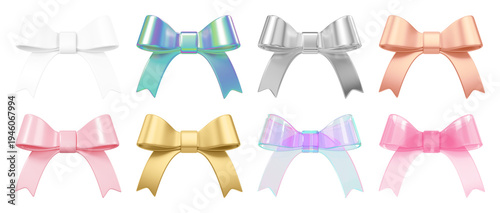 PNG Colorful shiny decorative bows on transparent background