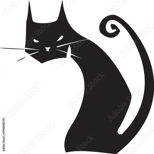 Black cat sitting with its back to the viewer