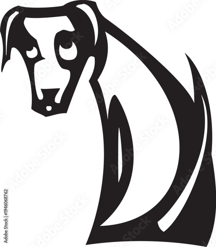 Simple cartoon white dog looking sad