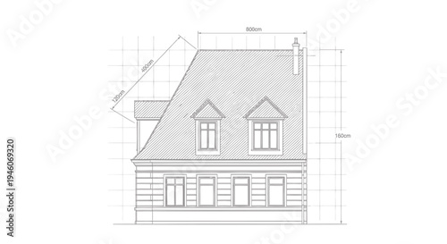 Vector house blueprint with measurements