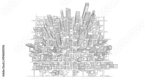 Set of cityscape buildings vector illustration