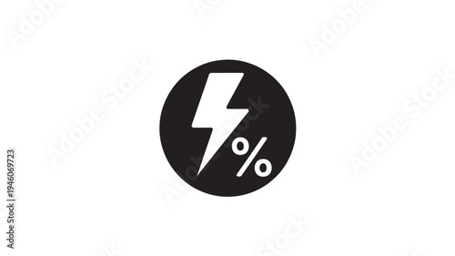 Discount Lightning Percent Icon Black Circular Sale Symbol for Marketing Promotion and Special Offer Concepts