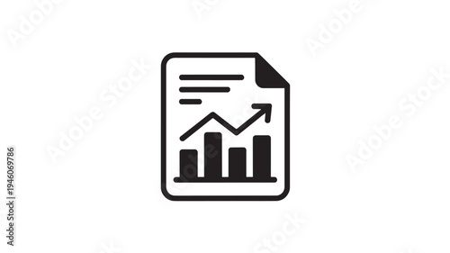 Business Data Analysis Document Icon With Graph And Chart For Financial Report And Statistics