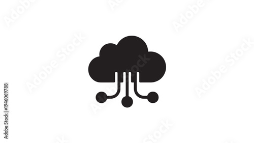 Cloud Computing Network Icon With Circuit Connections For Data Storage And Technology Infrastructure