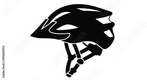Black silhouette of a modern bicycle helmet against a plain white background
