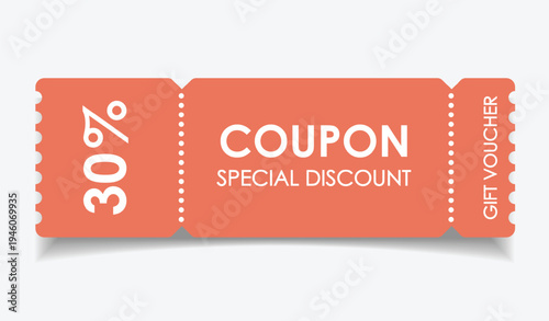 Sale coupon mockup. Sale flat template Ticket. For sale coupon. Minimalist coupon. Isolated background