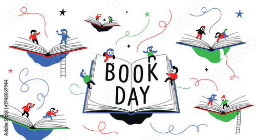 World Book Day vector illustration set