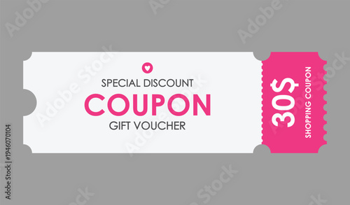 Sale coupon mockup. Sale flat template Ticket. For sale coupon. Minimalist coupon. Isolated background