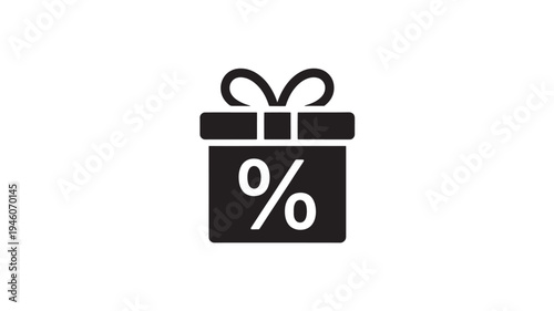 Gift Box Discount Percent Icon E Commerce Sale Promotion Special Offer Present Symbol Minimal Flat Vector Isolated On White