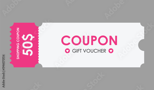 Sale coupon mockup. Sale flat template Ticket. For sale coupon. Minimalist coupon. Isolated background