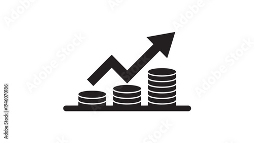 Financial Growth Coins With Up Arrow Icon Business Profit Investment Success Trend Minimal Flat Vector Isolated On White