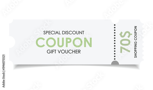Sale coupon mockup. Sale flat template Ticket. For sale coupon. Minimalist coupon. Isolated background