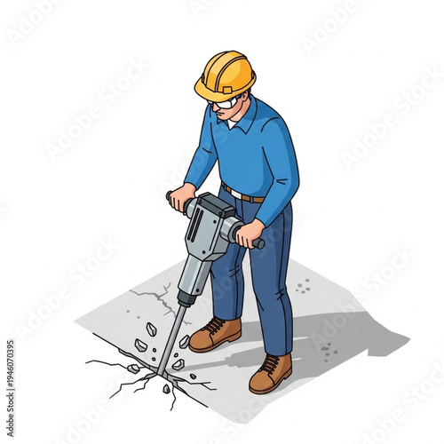 A smiling construction worker standing with a tool belt and helmet holds professional equipment as a skilled contractor ready for building and repair work