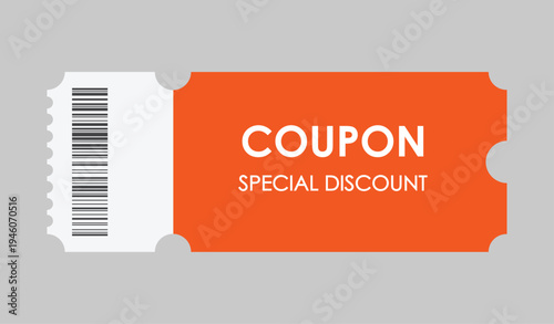 Sale coupon mockup. Sale flat template Ticket. For sale coupon. Minimalist coupon. Isolated background